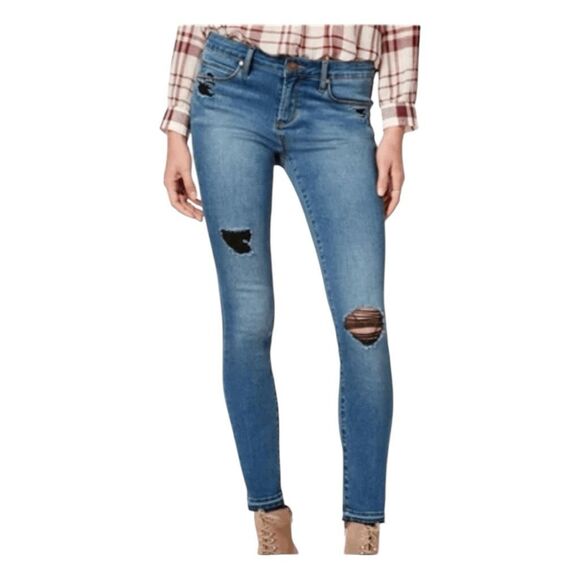 Articles of Society Sarah Skinny Jeans Blue Med Wash Distressed Denim 5-Pocket 2 - Picture 1 of 11